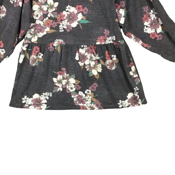 Bobeau Women’s Gray Pink Floral Babydoll Top 3/4 Sleeve Pullover Size XS NWOT - Picture 9 of 16